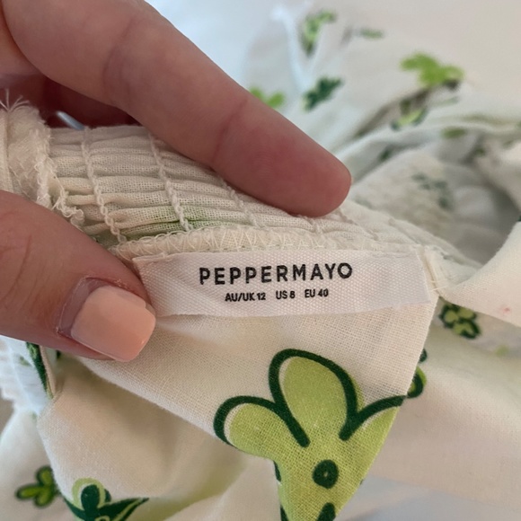 Peppermayo Linen Mini Dress, Color: Green Wild Poppies, Size: 8 - Picture 8 of 8